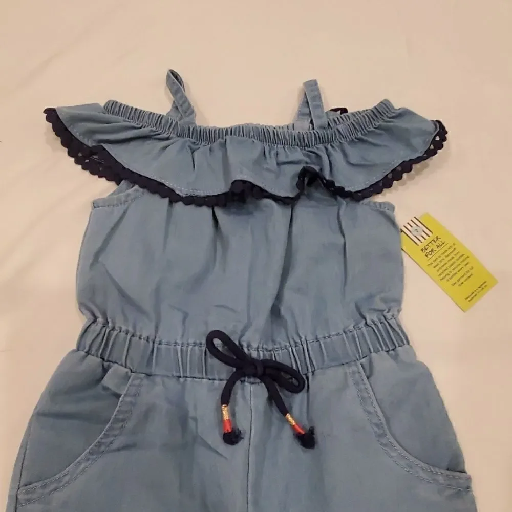 Genuine Kids Toddler Girls' denim Romper bleu